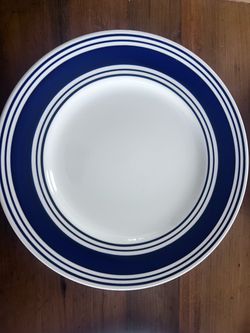 9 Vintage Ralph Lauren Farmstead Ticking Blue Dinner Plates