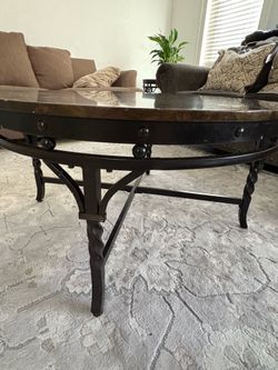 Large table with two side tables