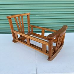 Vintage Wood Rocking Doll Bed Cradle 
