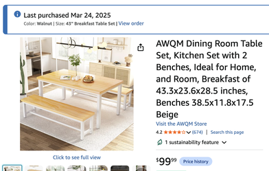 Dining Table - Assembled and barely used
