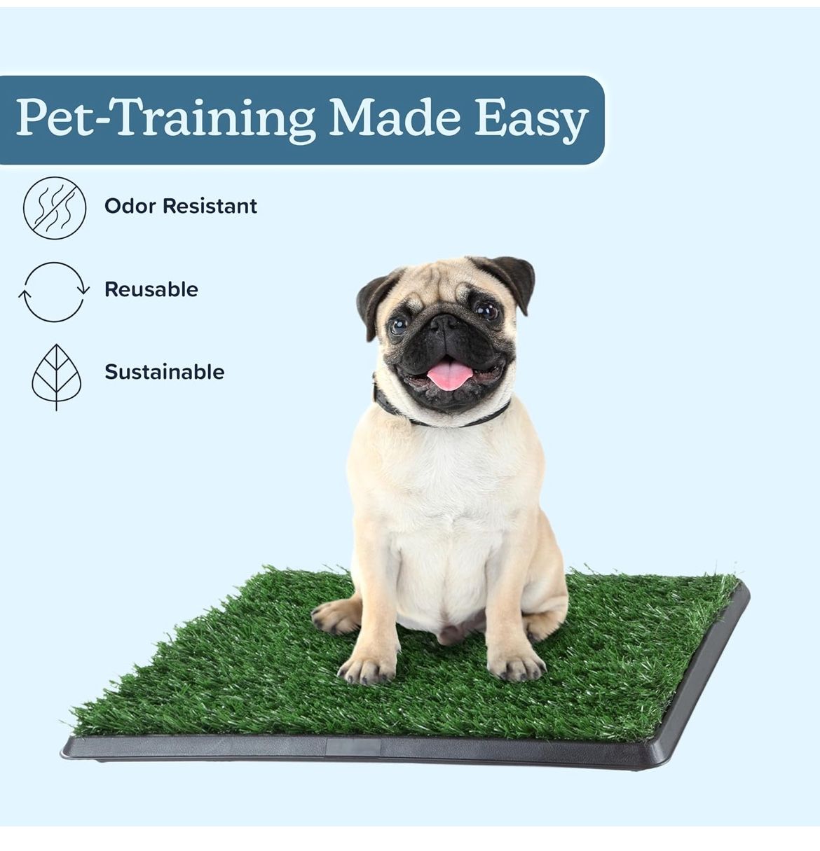 Artificial Grass Puppy Pee Pad for Dogs and Small Pets - 16x20 Reusable 3-Layer Training Potty Pad with Tray - Dog Housebreaking Supplies by PETMAKER