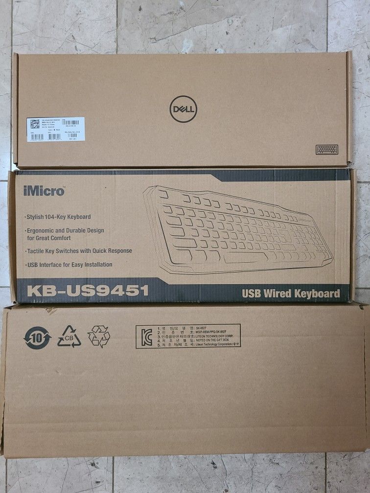 Wired black USB keyboards new in box