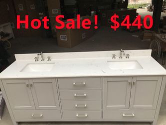 84 inch Cultured Marble Vanity Countertop(not Include Cabinet),E984D