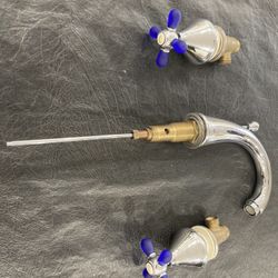 Italian High End Company Bathroom 3hole Faucet Poeme GlassCross Handles High Polished Crome. All USA Fittings Custom Ordered. 