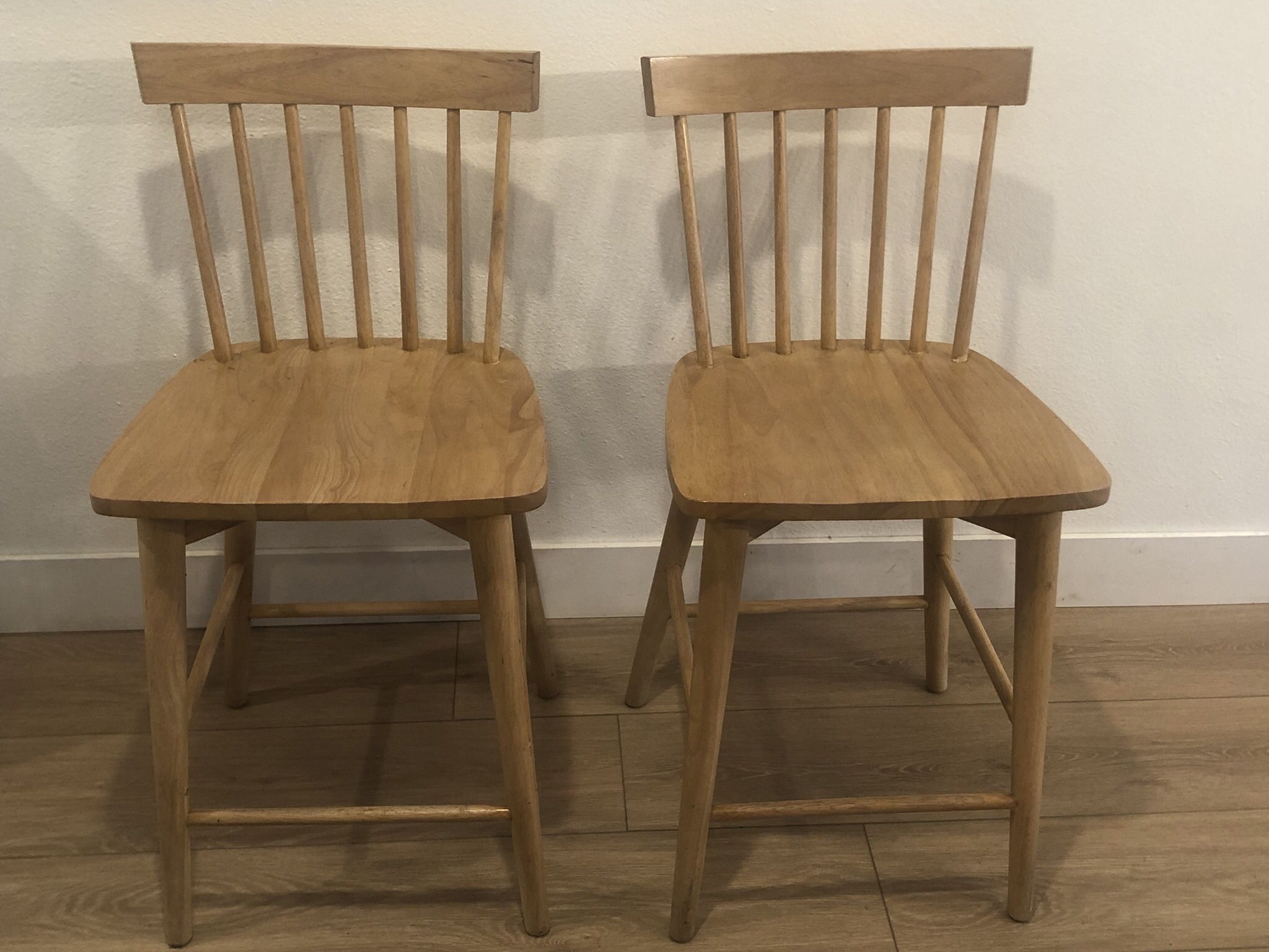 Natural Wood Bar Or Island Stools Set of 2