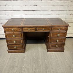 Vintage Sligh Lowry Executive Leather Top Desk
