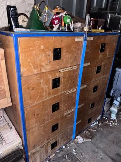Vintage Industrial Wooden Storage Cabinet