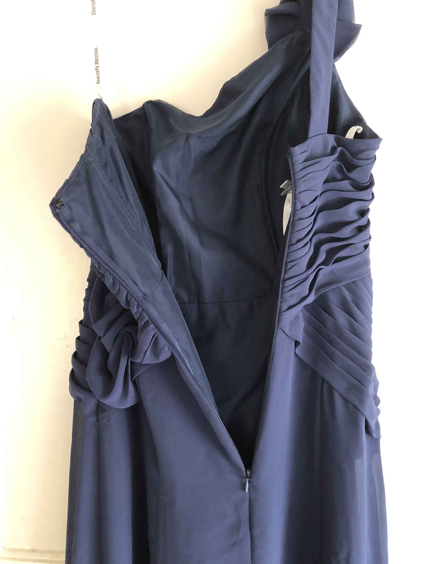 david bridal blue dress Gathered Waist Midi Dress - Royal Blue