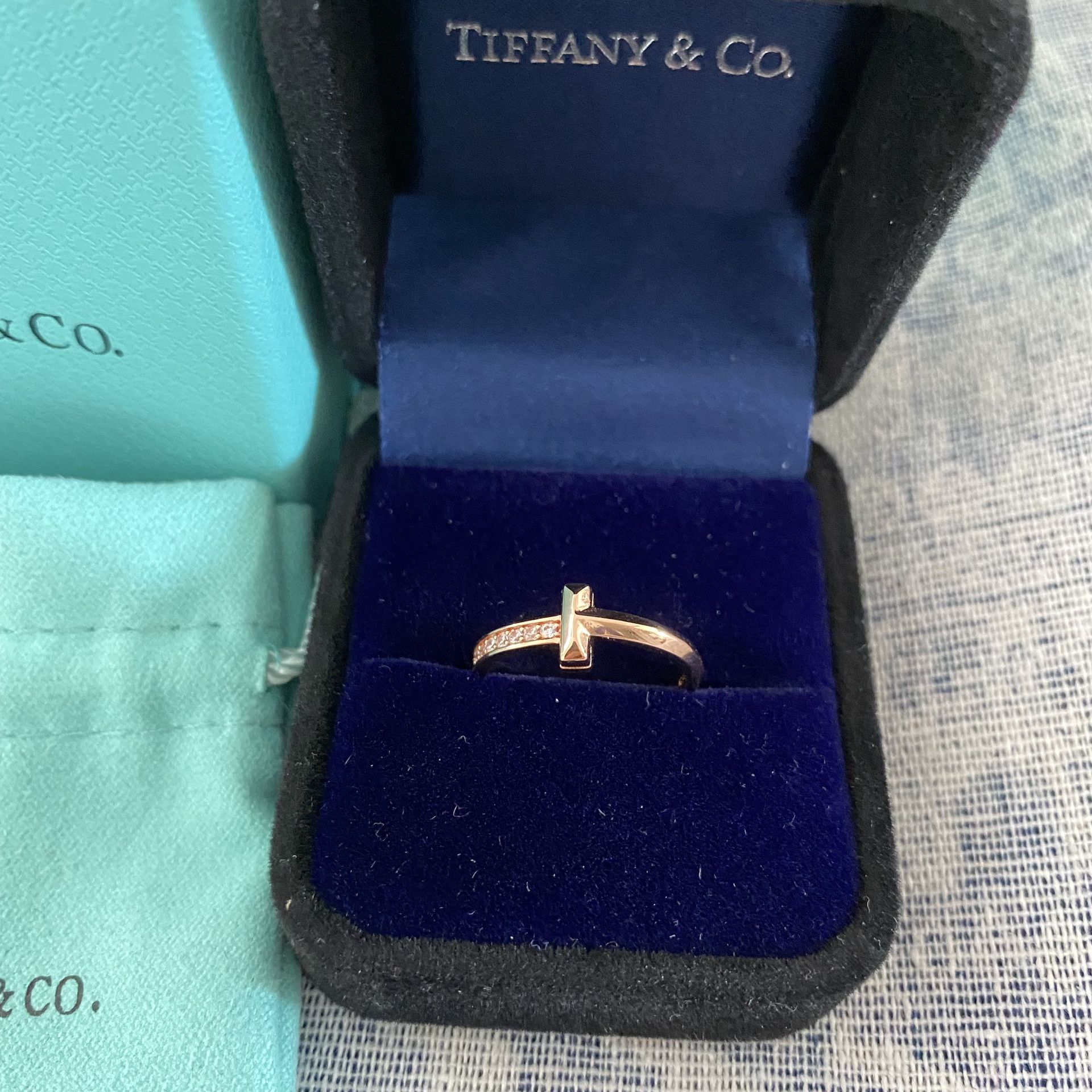 Tiffany Womens T Diamond Ring Size 7