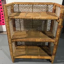 Mid Century Modern Wicker Shelf 