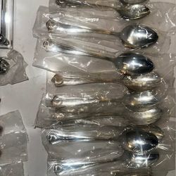 Silver caddy with full silverwear set