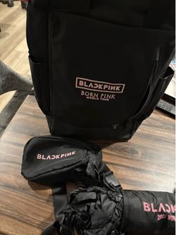 BLACKPINK world tour vip merch set: backpack fanny pack and poncho