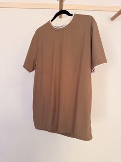 Brown Crew Neck T-Shirt with White Trim