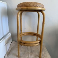 Bamboo With Rattan Seat, Barstool