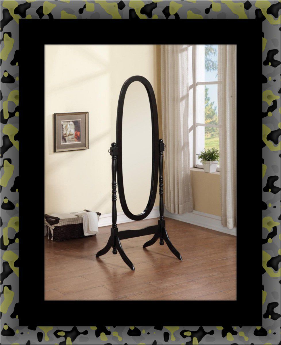 Black swivel oval mirror