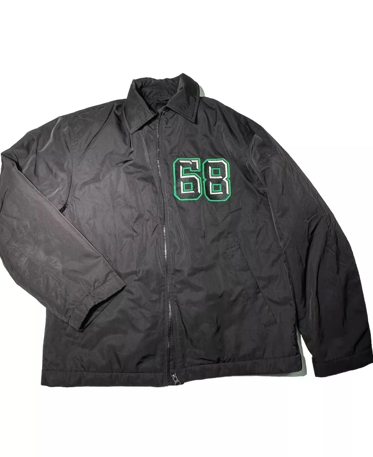 Baseball Jacket Black/Green New York 68’ Varsity -H&M Padded Mens Small