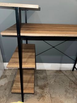 Wood and Metal Desk with Shelves