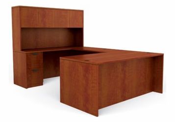 Excecutive U-Shaped Management Straight Front Desk, Credenza