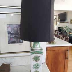 Gorgeous Vintage Imari Porcelain Table Lamp Asian Green White Gold

