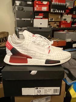 Adidas Nmd R1 Quilted White Solar Red for Sale in Schaumburg, IL - OfferUp