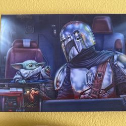    Thomas Kinkade Studios Disney Mandalorian Print AUTOGRAPHED 