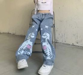 Skull Baggy Mom Jeans