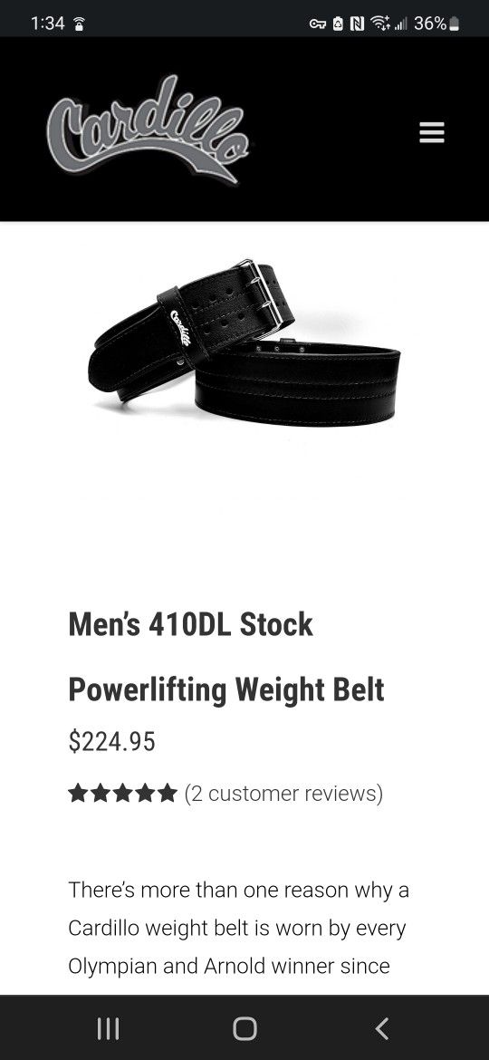 Cardillo Powerlifting Weight Belt Men's Large