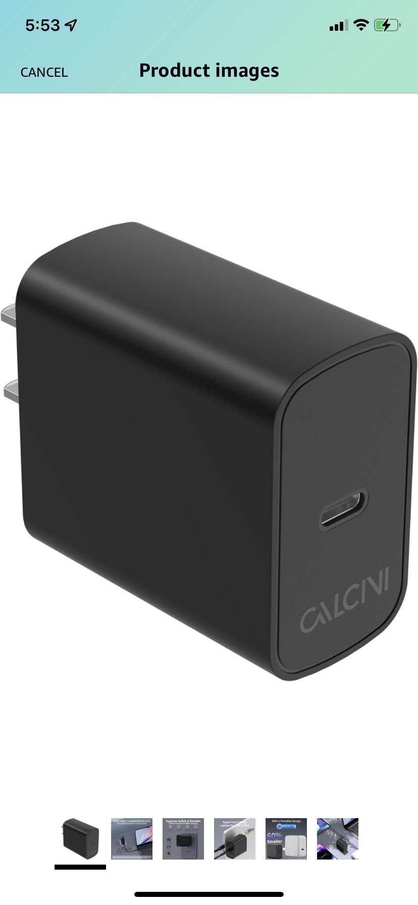USB C Charger Block CALCINI GAN 65W PD Compact Fast Type C Wall Charger, for Laptop Charger Power Adapter MacBook Pro/Air, Galaxy S23/S22, Dell XPS13,
