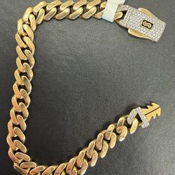 Cuban link bracelet CZs 14k 14.1 grams