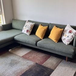Sectional Sofa - Article Burrard 112" Left Sectional - Forest Green