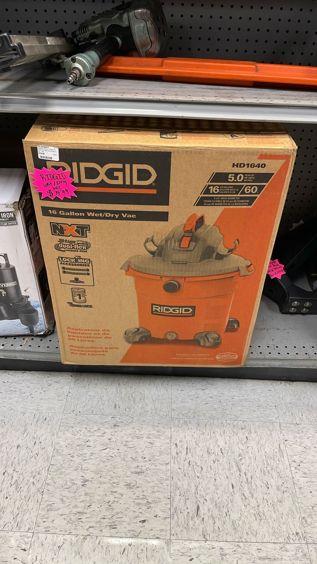 RIDGID 16-Gallon 5.0-Peak HP NXT Wet/Dry Shop Vacuum (HD1640). for Sale ...