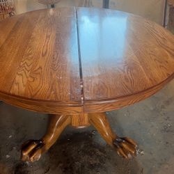 Solid Wood Dining Table With Chairs And Extra Leaf