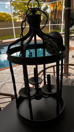 Bird cage style chandelier damp rated