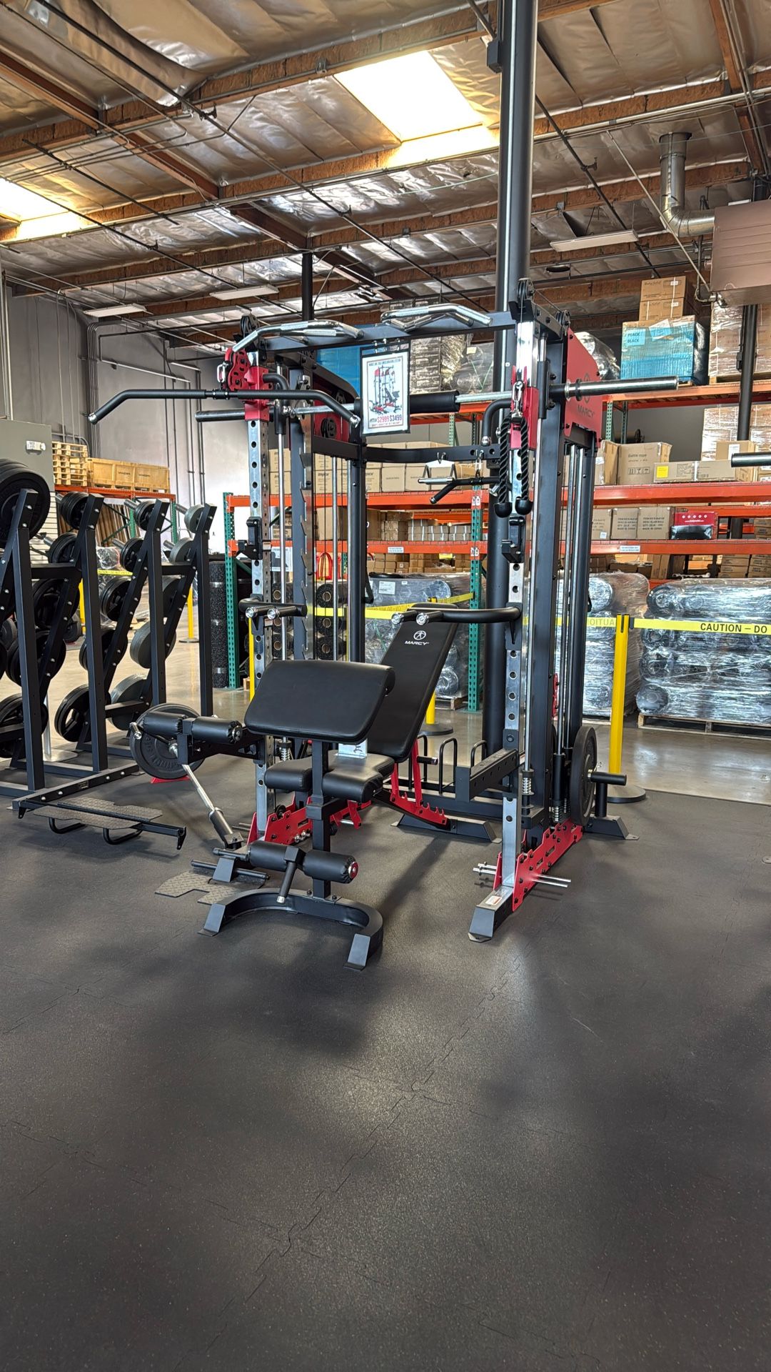 MARCY SM-7553 Home Gym Smith Machine Squat Rack Power Cage with Olympic Bench  