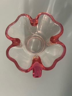 Cranberry Glass Ruffled Edge Bowl ASHTRAY