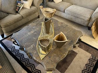 Marble And Rod Iron Coffee Table