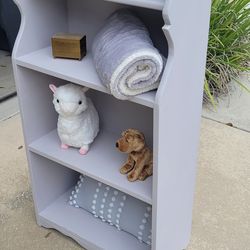 Freshly painted vintage child's baby nursery book shelf