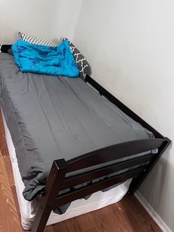 Wooden Twin bed frame with mattress