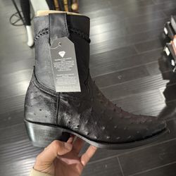 Botines Vaqueros para Hombre – Piel Negra Texturizada