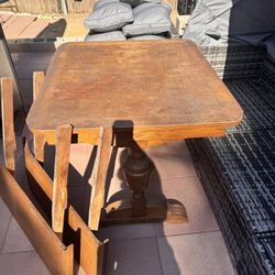 Antique Adjustable Wood Table 