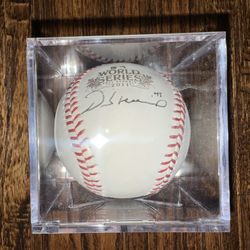 Derek Holland #45 Autographed 2011 World Series Official Baseball Texas Rangers