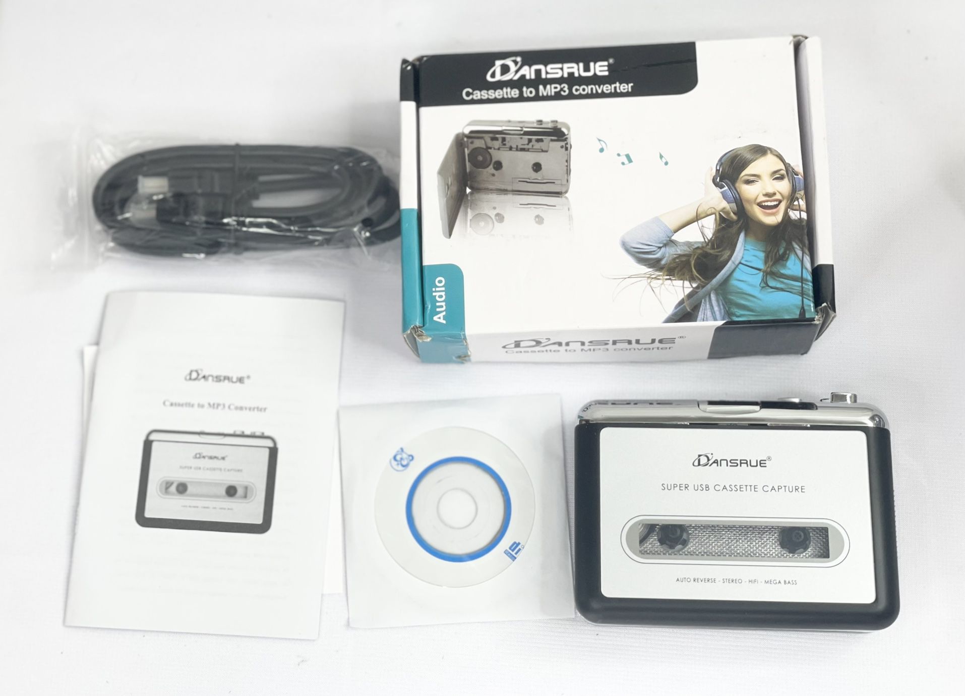 Updated Cassette to MP3 Converter, USB Cassette Player from Tapes to MP3, Digital Files for Laptop PC and Mac with Headphones from Tapes to Mp3 New Te
