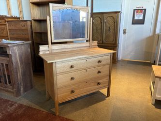 Vintage Three Drawer Dresser with Pivoting Rectangular Mirror