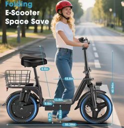 Electric Scooter with Seat for Adults, Peak 1000W Motor, 28 Miles Range 48V 10.4Ah Li Battery, 20MPH with Basket, Max 500 LBS