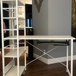 White Desk With 4 Shelves 