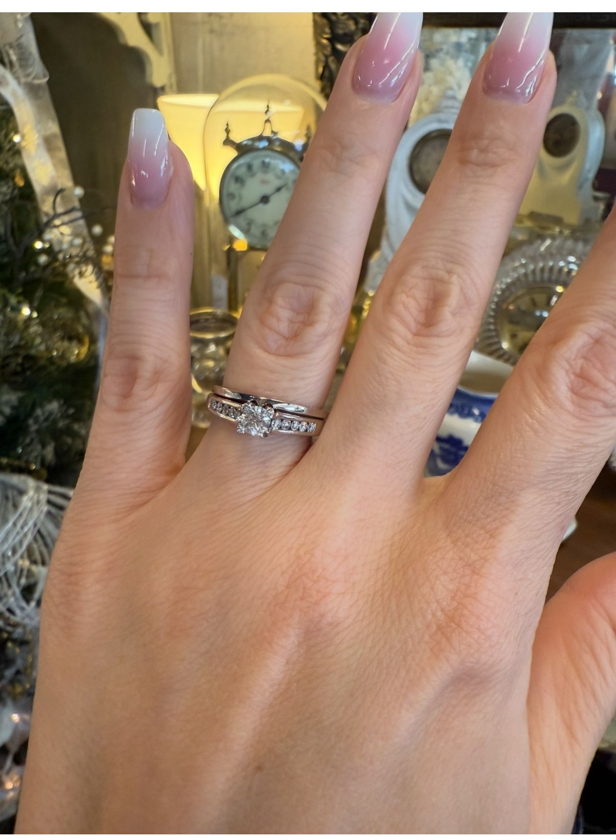 14K Gold Engagement Wedding Ring Set With Natural Diamonds