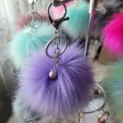 Lavender 5" Pom Pom Keychain 7" Long