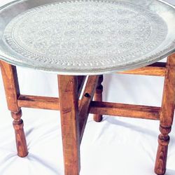 Moroccan handengraved aluminium tray table 18.5’’