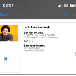 2 Tickets For Comedian Jack Jr.