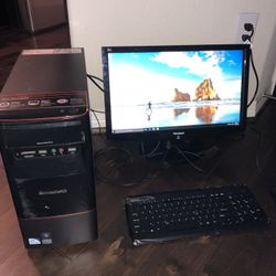 Lenovo H420  Type 7752 Desktop With 21” ViewSonic LCD Monitor And Fresh Install Of windows 10